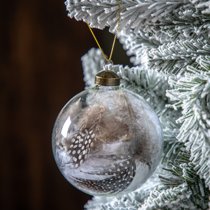 Studio Feather Bauble White/Natural (Set of 3) D100mm