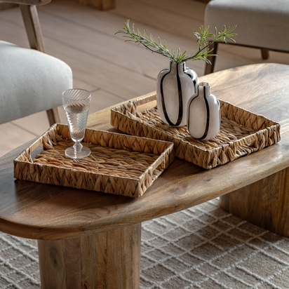 Burford Woven Rect Trays Natural S/2 380x280x50mm