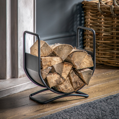 Abingdon Log Basket Black 380x150x410mm