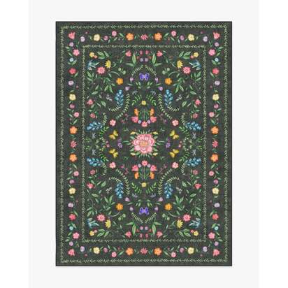 Springtime Lullaby Charcoal Multicolour Flatwoven Rug - 150 x 215 cm - Rug + Pad System