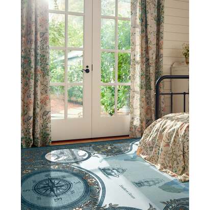 Little Explorer Blue & Grey Flatwoven Rug - 150 x 215 cm - Rug + Cushioned Pad System