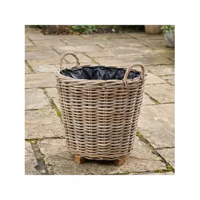 Pacific Kubu Rattan Indoor/Outdoor Round Planter, Brown Brown | H59 x W50 x D50cm