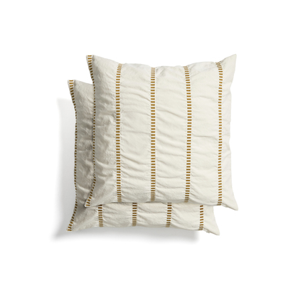 Lidala set of 2 mustard striped 100% cotton jacquard cushion covers 50 x 50cm