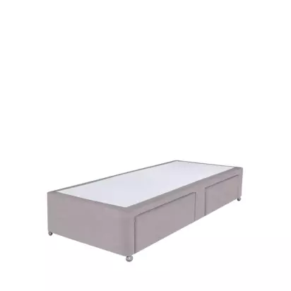 John Lewis Non-Sprung Upholstered 2 Drawer Divan Base, Single Velveteen Pebble | 30.50cm x 92.00cm x 190.00cm