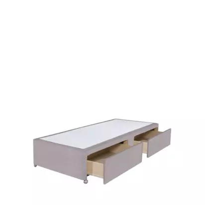John Lewis Non-Sprung Upholstered 2 Drawer Divan Base, Single Velveteen Pebble | 30.50cm x 92.00cm x 190.00cm