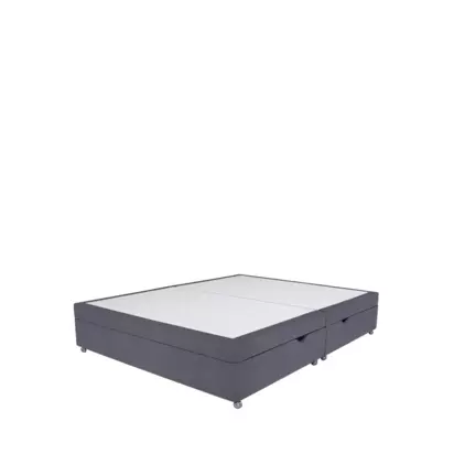 John Lewis Non-Sprung Upholstered Ottoman Storage Divan Base, Small Double Velveteen Stone | H35.50 x W120 x D190cm