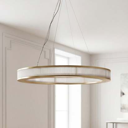 Hestia Chandelier in brass with glass rods