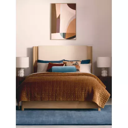 John Lewis Velvet Modern Luxe Quilt, Copper Copper | 220 x 220cm