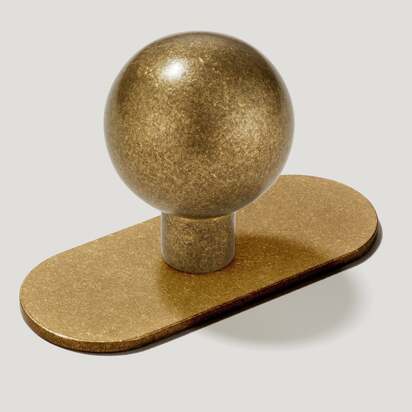 BOBBIN Ball Knob - Aged Brass - Knob with Backplate