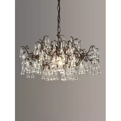 John Lewis Victoria Chandelier Ceiling Light Mottled Dark Brown And Clear | H26.5 x Dia.50cm