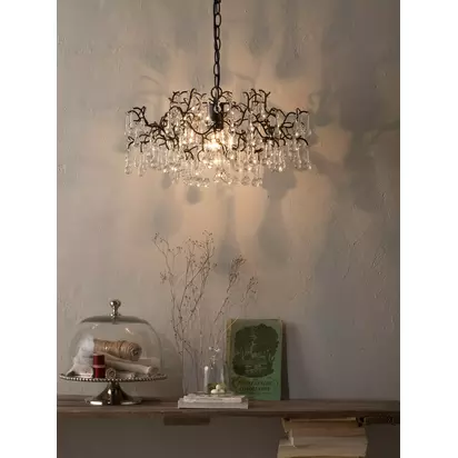 John Lewis Victoria Chandelier Ceiling Light Mottled Dark Brown And Clear | H26.5 x Dia.50cm