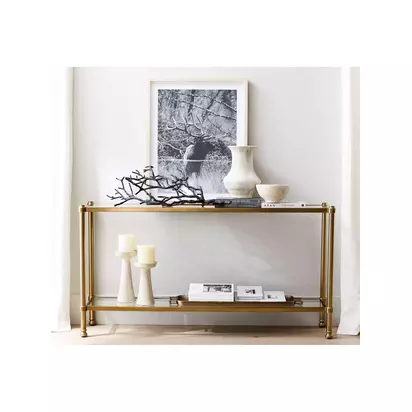 Pottery Barn Everson Console Table, Brass Brass | H77 x W149 x D37cm