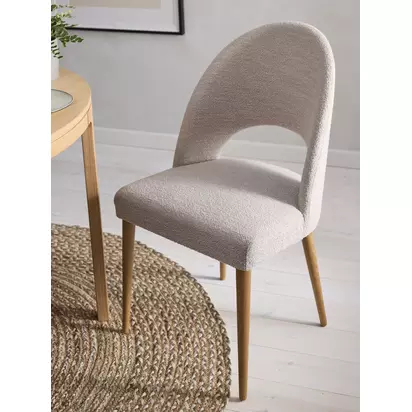 John Lewis Moritz II Boucle Yarn Dining Chair Oatmeal | H91 x W52 x D59.5cm