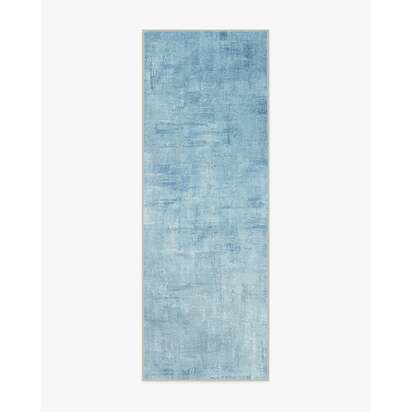 Impasto Slate Blue Flatwoven Rug - 75 x 215 cm - Rug + Cushioned Pad System