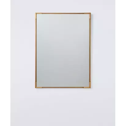 John Lewis Knurl Metal Frame Rectangular Wall Mirror, 90 x 60cm, Antique Brass Antique Brass | H90 x W60 x D2cm