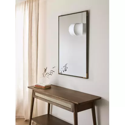 John Lewis Knurl Metal Frame Rectangular Wall Mirror, 90 x 60cm, Antique Brass Antique Brass | H90 x W60 x D2cm