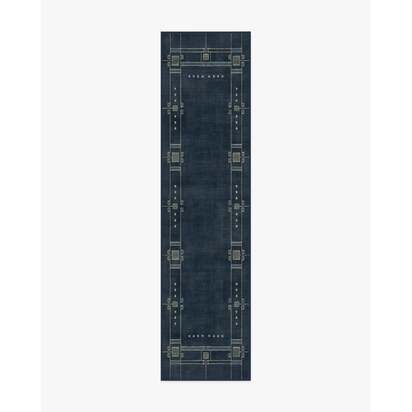 Avery Midnight Blue Flatwoven Rug by Architectural Digest - 75 x 305 cm - Rug + Pad System