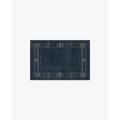 Avery Midnight Blue Flatwoven Rug by Architectural Digest - 60 x 90 cm - Rug + Cushioned Pad System