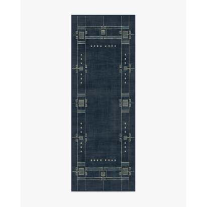 Avery Midnight Blue Flatwoven Rug by Architectural Digest - 75 x 215 cm - Rug + Cushioned Pad System