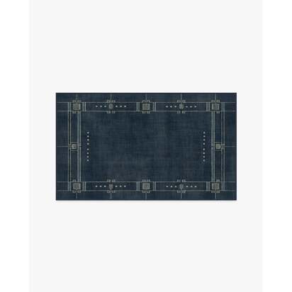 Avery Midnight Blue Flatwoven Rug by Architectural Digest - 90 x 150 cm - Rug + Cushioned Pad System