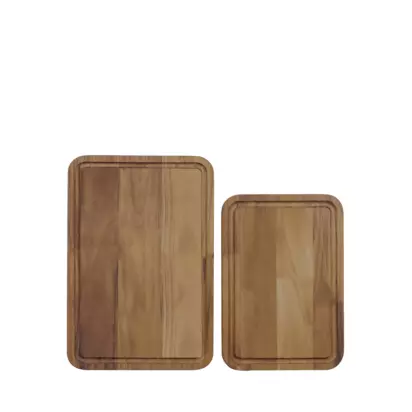 Tramontina Juice Grooves Chopping Board, Set of 2, FSC-Certified (Teak Wood) Oil Teak | 18 x 400 x 280mm