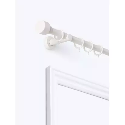 John Lewis Extendable Metal Curtain Pole Kit with Stud Finial, Dia.28mm Matte White | H80 x W60 x D1580mm
