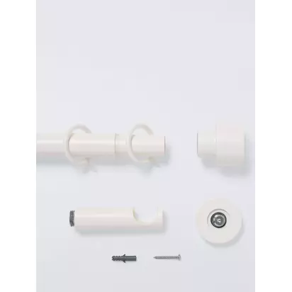 John Lewis Extendable Metal Curtain Pole Kit with Stud Finial, Dia.28mm Matte White | H80 x W60 x D1580mm