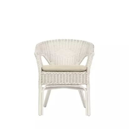 Desser Rattan Loom Chair with Cushion, White Natural | H71 x W57 x D54cm