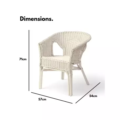 Desser Rattan Loom Chair with Cushion, White Natural | H71 x W57 x D54cm