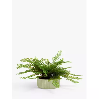 John Lewis Artificial Fern in Ceramic Pot, Green Multi | H21.5 x Dia.46cm