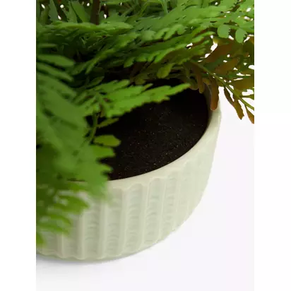 John Lewis Artificial Fern in Ceramic Pot, Green Multi | H21.5 x Dia.46cm