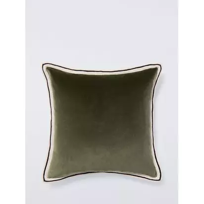John Lewis Bordered Velvet Cushion Avocado | 45 x 45cm