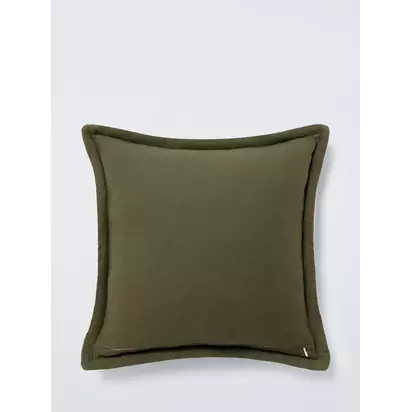 John Lewis Bordered Velvet Cushion Avocado | 45 x 45cm