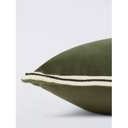 John Lewis Bordered Velvet Cushion Avocado | 45 x 45cm