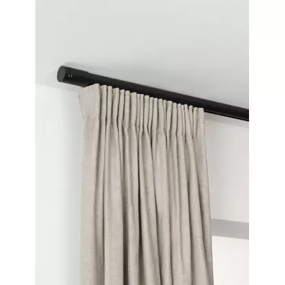 John Lewis Select Gliding Curtain Pole with Barrel Finial, Ceiling Fix, Dia.30mm Satin Soft Black | H70 x W90 x D2000mm