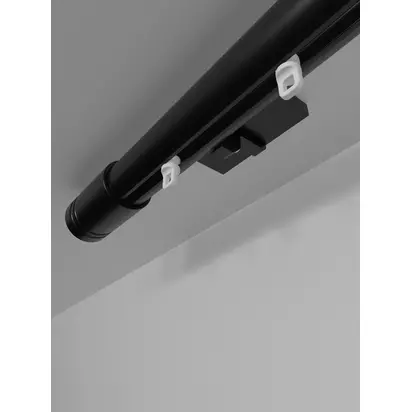 John Lewis Select Gliding Curtain Pole with Barrel Finial, Ceiling Fix, Dia.30mm Satin Soft Black | H70 x W90 x D2000mm