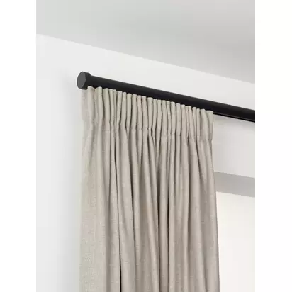 John Lewis Select Gliding Curtain Pole with Stud Finial, Wall Fix, Dia.30mm Satin Soft Black | H70 x W90 x D1000mm