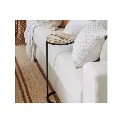 Pottery Barn Delaney Marble C-Table, Golden Golden | H61 x W25 x D25cm
