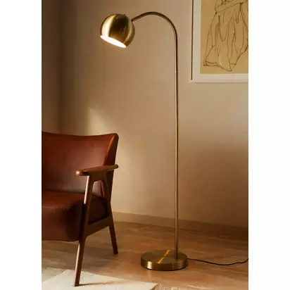 John Lewis Hector Mini Floor Lamp Antique Brass | H150 x W42 x D28cm