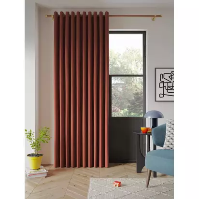 John Lewis Textured Weave Ultra Thermal Lined Eyelet Door Curtain Brick | W167 x Drop 213cm
