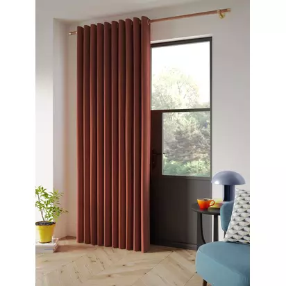 John Lewis Textured Weave Ultra Thermal Lined Eyelet Door Curtain Brick | W167 x Drop 213cm