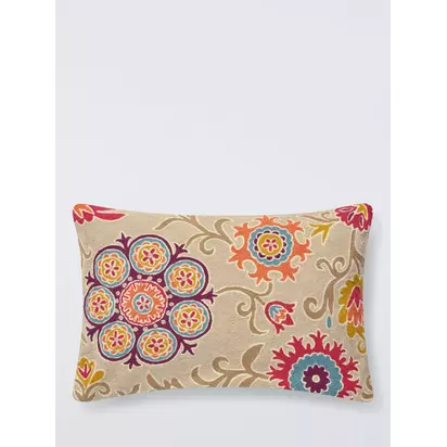 John Lewis Crewel Suzani Cushion Beige/Multi | 40 x 60 cm