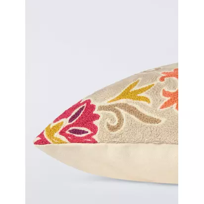 John Lewis Crewel Suzani Cushion Beige/Multi | 40 x 60 cm
