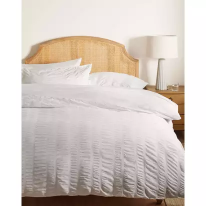 John Lewis Oversized Pure Cotton Seersucker Duvet Cover Set, White White | W225 x D220cm