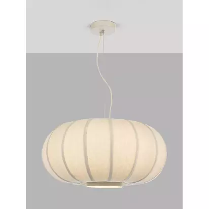 John Lewis Pumpkin Pendant Ceiling Light, Oatmeal/Grey Oatmeal & Grey | H26 x Dia.53cm