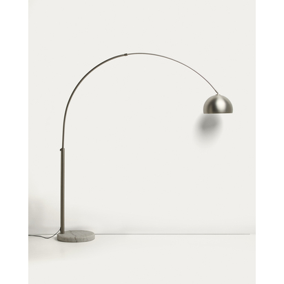 Madali floor lamp in steel with brushed silver finish and white marble with UK adaptor
