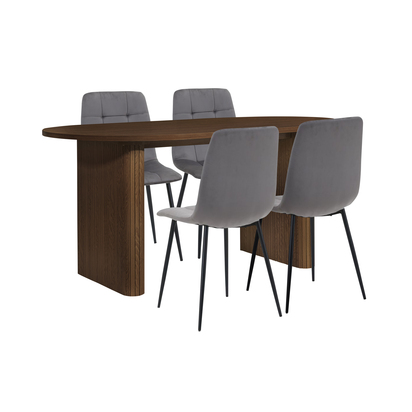 Axel Oval Fluted Dining Table With 4 Chairs