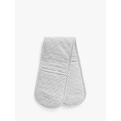 John Lewis Woven Stripe Double Oven Glove, Charcoal Charcoal | H42 x W22 x D28cm