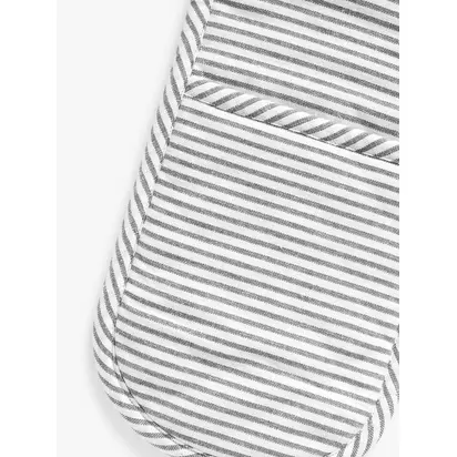 John Lewis Woven Stripe Double Oven Glove, Charcoal Charcoal | H42 x W22 x D28cm