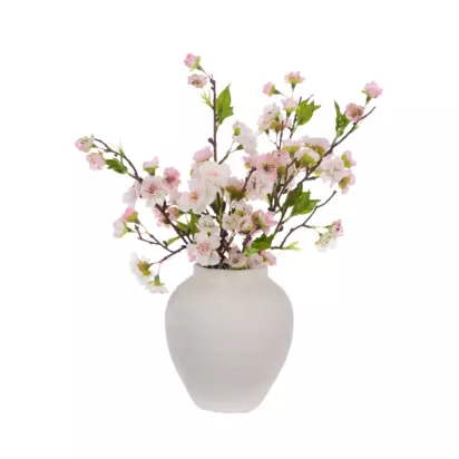 Floralsilk Artificial Fuji Blossom in Ceramic Vase, Pink Pink | H42 x W38 x D38cm